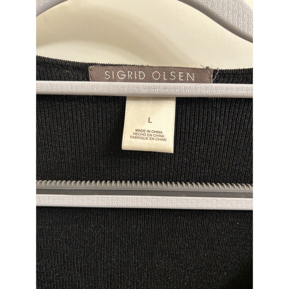 Sigrid Olsen Silk Blend Cardigan Beaded Black Size Large Old Money Formal Boho - Picture 4 of 6